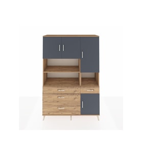 Hyperion Dolap 9 Raflı 4 Çekmeceli 4 Kapaklı 132x44x195 Çam-Antrasit/Çam