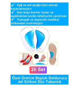Premium Ergonomik Anatomik Boşluk Doldurucu Jel Düz Tabanlık Ark Destekli Silikon Ayak Tabanlığı 2li