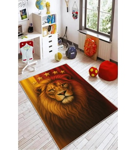 Sarı Aslan 5 Yıldız Kaymaz Tabanlı Taraftar Halısı VH142