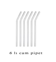 6 Adet Şeffaf Cam Pipet  Eğimli Cam Pipet