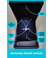 Işıklı Premium Kutuda  Pembe Zirkon Taşlı Melek Kanatlı Kalp Kolye  Paslanmaz - 316l Çelik (Gümüş)