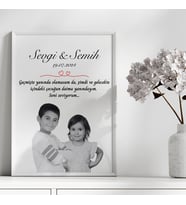 Çocuk Kalbi Atölyesi - Siyah Beyaz Kolaj Aşk Tablosu, Sevgiliye Hediye, Sevgililer Günü Hediyesi (Doğal Beyaz)