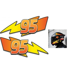 McQueen 95 Sticker 2li Set 20x8cm Universal Motosiklet Araba Kask Dekal Etiket