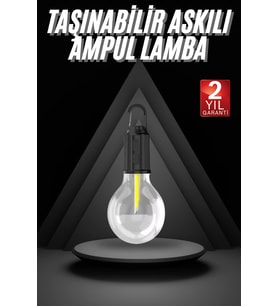 3 Farklı Mod LED'li Şarjlı Asma Kancalı Kamp Lambası Taşınabilir Ampul