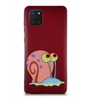 Samsung Galaxy A81 Soft Premier Kapak Salyangoz Gary Tasarımlı Silikon Kılıf - Mürdüm (Şeffaf)