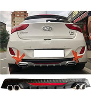 Hyundai i20 Siyah Difüzör Difizör Yuvarlak Egzoz Görünüm Reflektörlü
