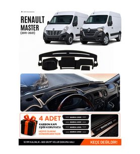 RENAULT MASTER (2011-2021) Uyumlu Torpido Örtüsü Torpido Kılıfı - Siyah Bej