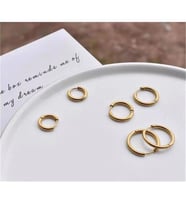 Kadın Gümüş Renk Cerrahi Çelik 3lü Set Halka Küpe (Gold)