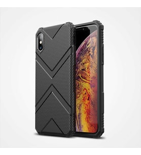 iPhone X Kılıf Köşeleri Airbagli Parmak İzi Yapmayan Hank Silikon Kılıf (Siyah)