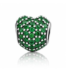 Nur Silver Yeşil Kalp Gümüş Charm NUR-BL02008