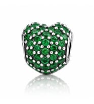 Nur Silver Yeşil Kalp Gümüş Charm NUR-BL02008
