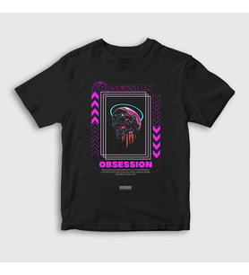 Presmono Unisex Çocuk Siyah Obsession Art Sanat T-Shirt 449341tt