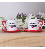 Eltimin ELTİSİYİM Tasarımlı ve İsme Özel 2'li Türk Kahvesi Fincan Takımı
