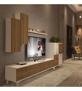 Decoraktiv Eko 6 Mdf Std Gold Tv Ünitesi Tv Sehpası - Beyaz Pera (Beyaz - Pera)