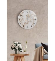 Çap 37cm - Yapay Güller - Dekoratif Cam Duvar Saati