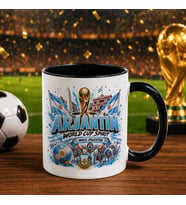 BK Gift Arjantin Taraftar Temalı Dünya Futbol Kupası Tasarımlı Siyah Kupa Bardak