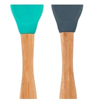 OiOi Bambu Saplı Silikon Mama Kaşığı 2li Aqua Green / Deep Blue