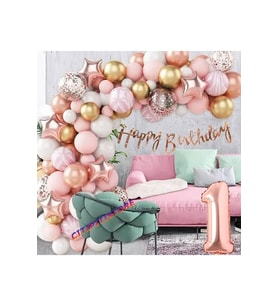 Çıtıpıtıstore Rose Gold Lu 1 Yaş Doğum Günü Balon Zincir Set