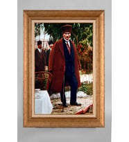 EV İŞYERİ OFİS İÇİN ALTIN ÇERÇEVELİ PASPARTULU ATATÜRK TABLO S537