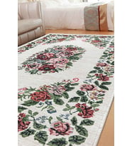 VALENCIA 1503 Çiçek Desenli Kaymaz Taban Yıkanabilir Modern Halı Kilim