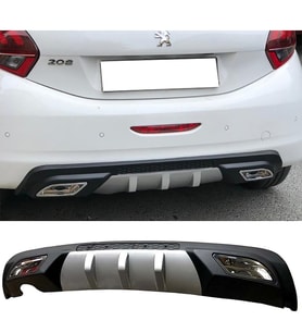 Peugeot 208 Difüzör Difizör Gri + Kare Egzoz Görünüm C Tip 2004 - 2009