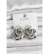 Gümüş Renk Halka Model Pirinç Kadın Küpe 5886 - GLST7263-3599