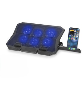 Laptop Soğutucu 6 Fan Led Telefon Standlı - Siyah HDX4254
