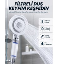Şeffaf Filtre Hazneli Duş Başlığı Güçlü Akışlı Pratik Banyo Duşu