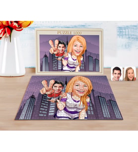 BK Gift Kişiye Özel Sevgililer Karikatürlü 1000 Parça Profesyonel Puzzle-30