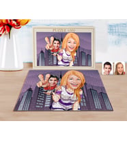 BK Gift Kişiye Özel Sevgililer Karikatürlü 1000 Parça Profesyonel Puzzle-30