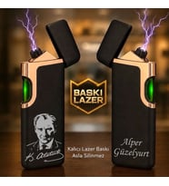 İsme Özel Premium Şarjlı Çakmak - Çift Yön Baskı Opsiyonu- 3 Farklı Mustafa Kemal Atatürk Teması Seçeneğiyle