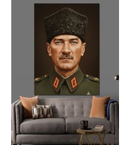 Osmanlı Subayı Atatürk Askeri Portre Dekoratif Kanvas - Mdf Ahşap Tablo