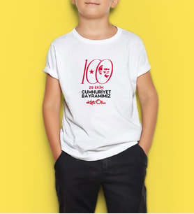 BK Gift 29 Ekim Tasarımlı Erkek Çocuk Beyaz Tişört-7, Arkadaşa Hediye, 29 Ekim Hediyesi Hediyesi, Trend Tişört, 100.Yıl Hediyesi
