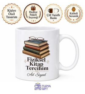 Fiziksel Kitap Tercihim Yazılı Kupa Bardak Kitap Kurdu Hediye Özel Tasarım