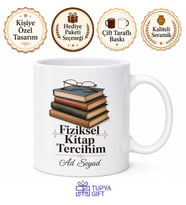 Fiziksel Kitap Tercihim Yazılı Kupa Bardak Kitap Kurdu Hediye Özel Tasarım