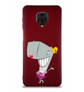 Xiaomi Redmi Note 9 Pro Soft Premier Kapak Pearl Yengeç Tasarımlı Silikon Kılıf - Mürdüm (Şeffaf)