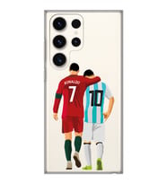 Samsung Galaxy S23 ULTRA Uyumlu Lionel Messi ve Cristiano Ronaldo Desenli Şeffaf Telefon Kılıfı
