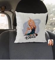 BK Gift Kişiye Özel İsimli Kadın Yoga Karikatürlü Kare Araç Koltuk Yastığı-2