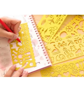 3D Baskı Günlük Nesneler ve Emoji Çizim Şablonu - Çoklu Desen Kalıbı - Sarı