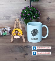 Aslan Kupa Bardak Beyaz ve Fotoğraflı Ahşap Anahtarlık Hediye (Model 1)