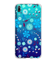 Huawei Y7 2019 Uyumlu Kapak Flowers Tasarımlı Şeffaf Silikon Kılıf
