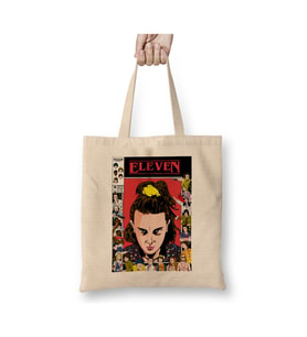 Stranger Things Eleven 09 Beyaz Bez Çanta Uzun Saplı Alışveriş Çantası Plaj Çantası