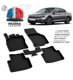 VW Passat B8.5 4D Araca Özel Havuzlu Kauçuk Paspas 2019 ve Üzeri (Karışık)