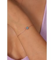 925 Ayar Gümüş Zincirli Rose Kaplama Firuze Beyaz Taşlı Güneş Model Bileklik