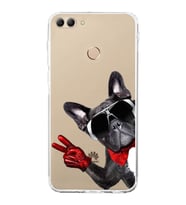 PrintiFy Huawei Y9 2018 ile Uyumlu Köpek 2 Kamera Korumalı Şeffaf Kılıf