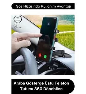 #TelefonTutucu Araba Gösterge Üstü Telefon Tutucu 360 Derece Dönebilen Oynar Başlıklı Araç İçi Navig