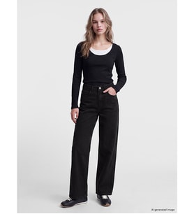 LCW Jeans Siyah Straight Fit Kadın Jean Pantolon