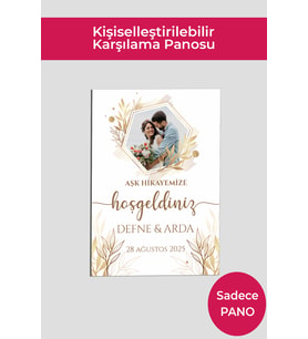 Kişiye Özel Düğün Karşılama Panosu 50x70 cm Dekota Pano  Model ve Stand Seçenekli (Model 1)