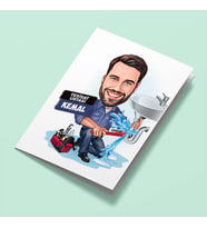 Kişiye Özel Tesisatçı Erkek Karikatürlü Tebrik Kartı