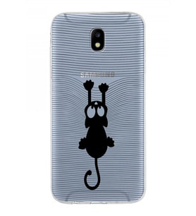 Samsung Galaxy J5 Pro Kapak Mandala Kedi Tasarımlı Şeffaf Silikon Kılıf